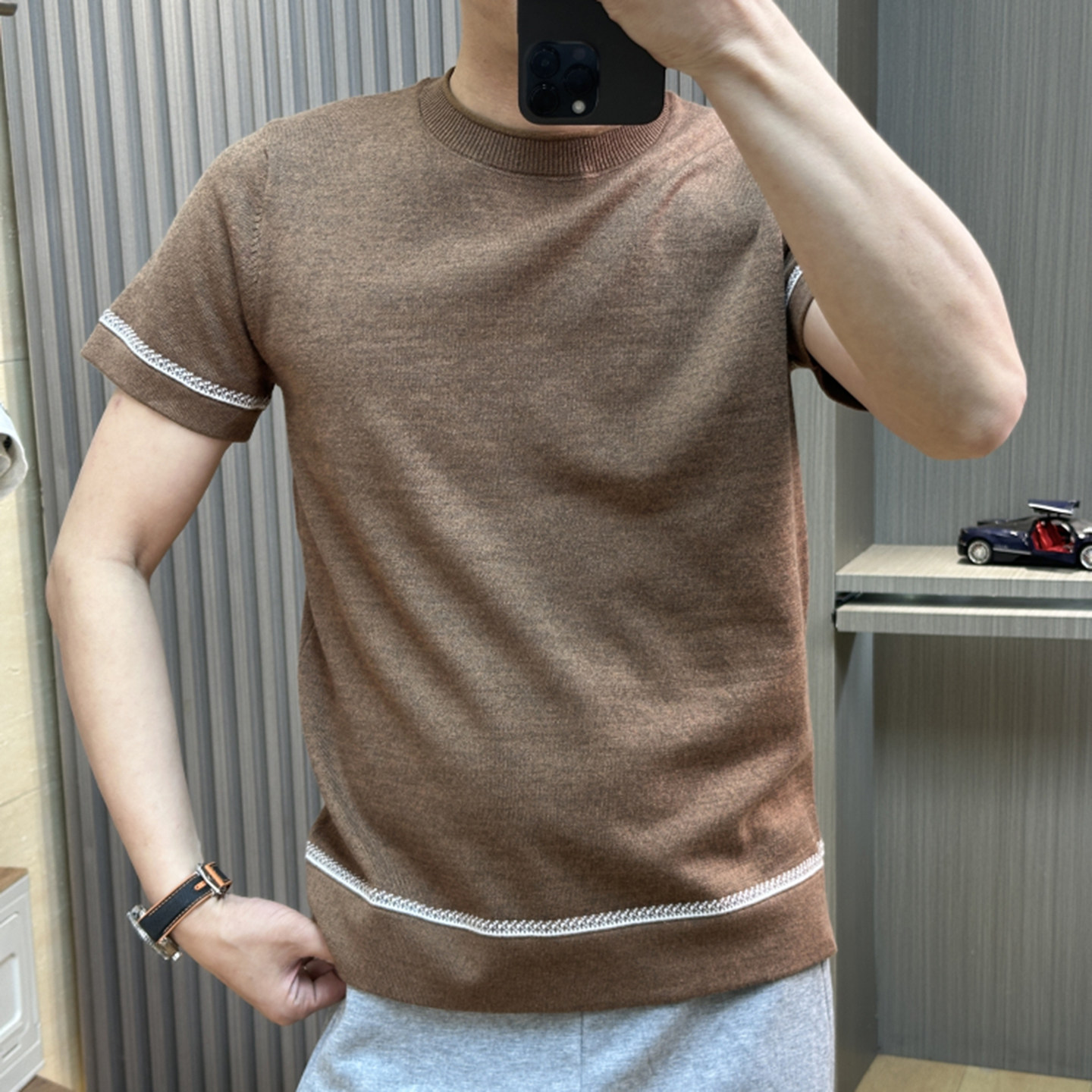 进口品质棉纱薄款夏季短袖毛衣男内搭冰丝针织衫新款男士半袖t恤,男装,T恤,淘宝优惠券,粉丝福利购,淘宝优惠卷