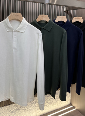 CF&CLO 秋季新品 男士商务休闲翻领式卫衣纯棉白色长袖POLO衫外套