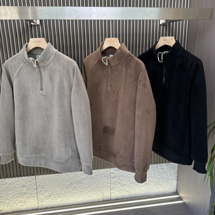 男士 秋冬新品 纯色立领半拉链套头卫衣外套 舒适奥利绒 设计师线