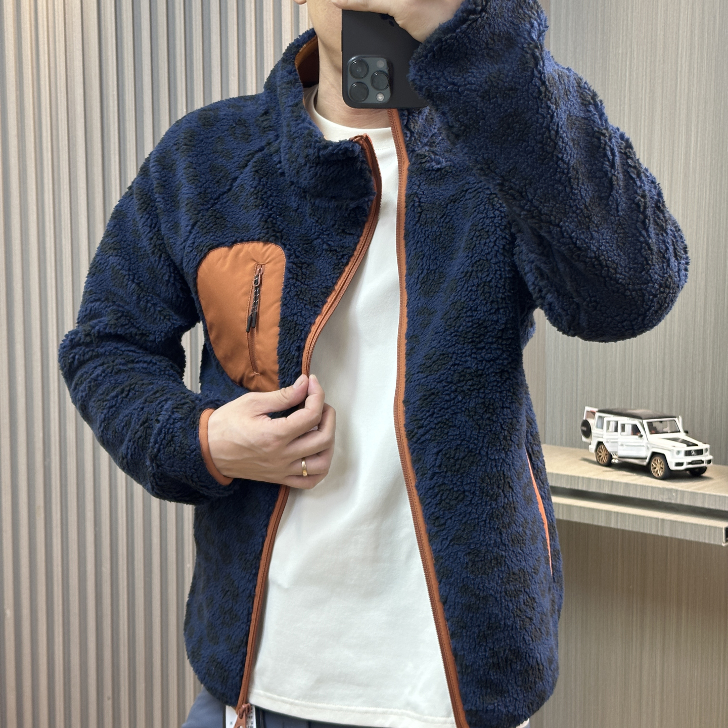 冬季新品男士立领斜拉链卫衣外套