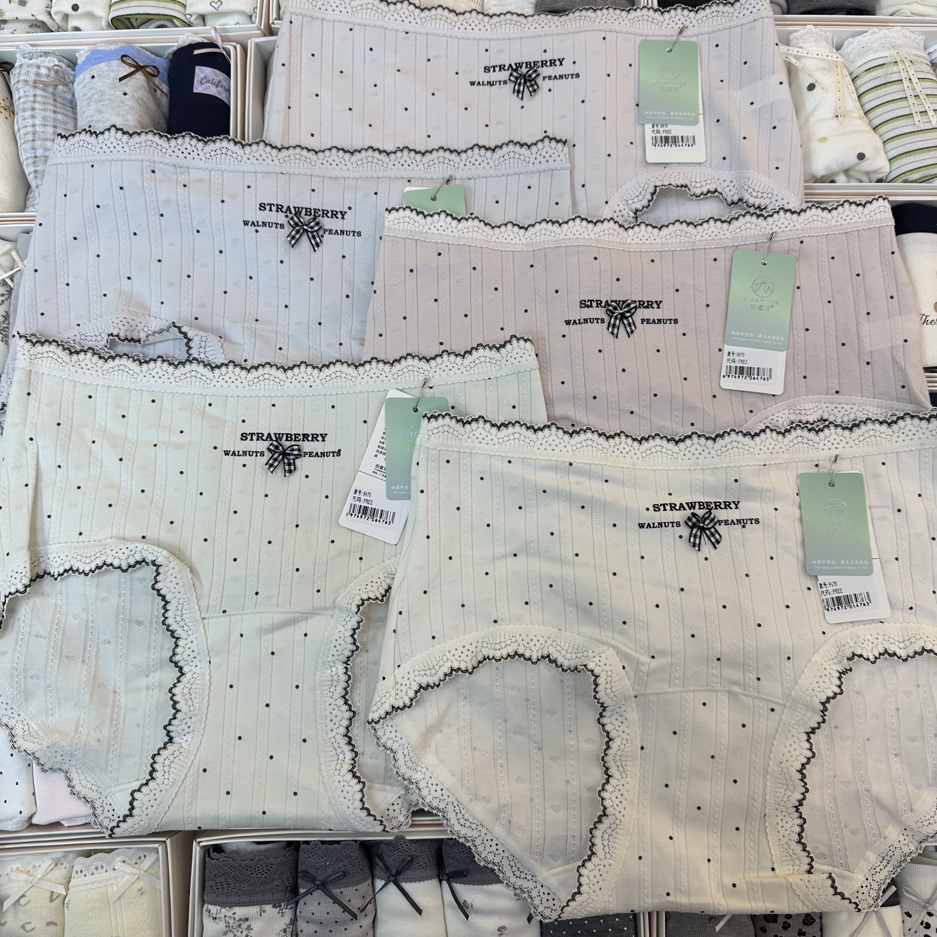 5条包邮田蜜芬内裤女棉裆波点中腰包臀透气舒适三角短裤头