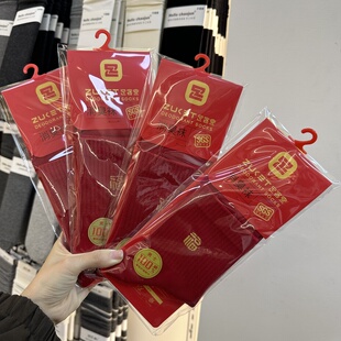 5双包邮足客堂Z74袜子大红色袜女中筒婚礼新年大红色红袜子