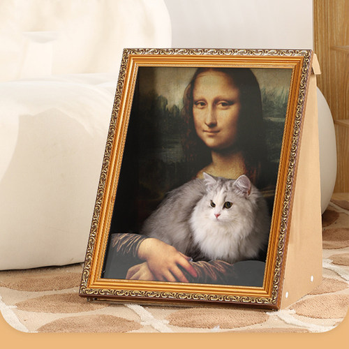 蒙娜丽莎猫抓板抱猫油画猫窝