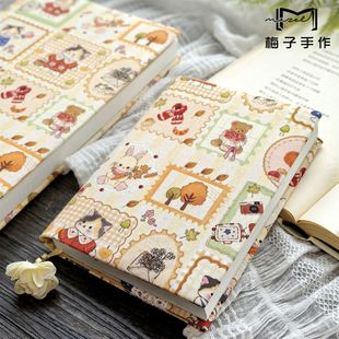 手账日记本礼物 书衣复古加厚笔记本 小熊饼干 定页手帐本A5A6