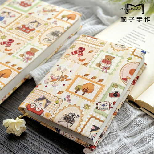 小熊饼干 定页手帐本A5A6 书衣复古加厚笔记本 手账日记本礼物
