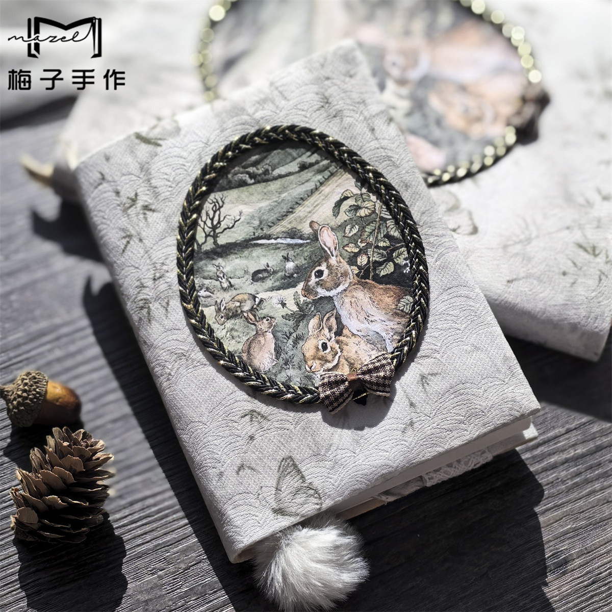 森林小兔 文艺森系复古手帐本书衣A5A 加厚手账日记本 手工布本子