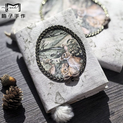 森林小兔 文艺森系复古手帐本书衣A5A 加厚手账日记本 手工布本子