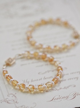 女黄水晶14K包金原创设计手链