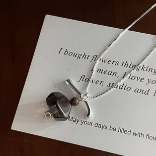 [琥珀时光绘]S925纯银韩版小众随形茶晶耳钉文艺复古时髦质感首饰