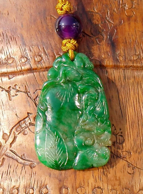 浮=生4339清代天然缅甸A货老坑翡翠如意福瓜吊坠正阳绿冰糯种挂件