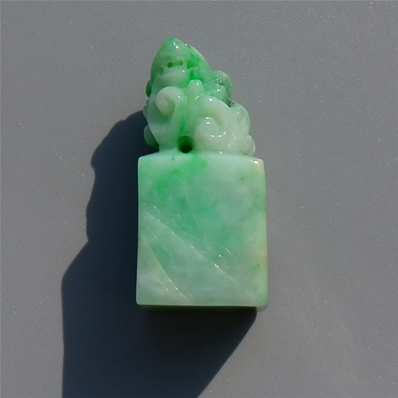 可=持3533天然a货缅甸老坑正阳绿翡翠金蟾印章手工雕刻带鉴定证书