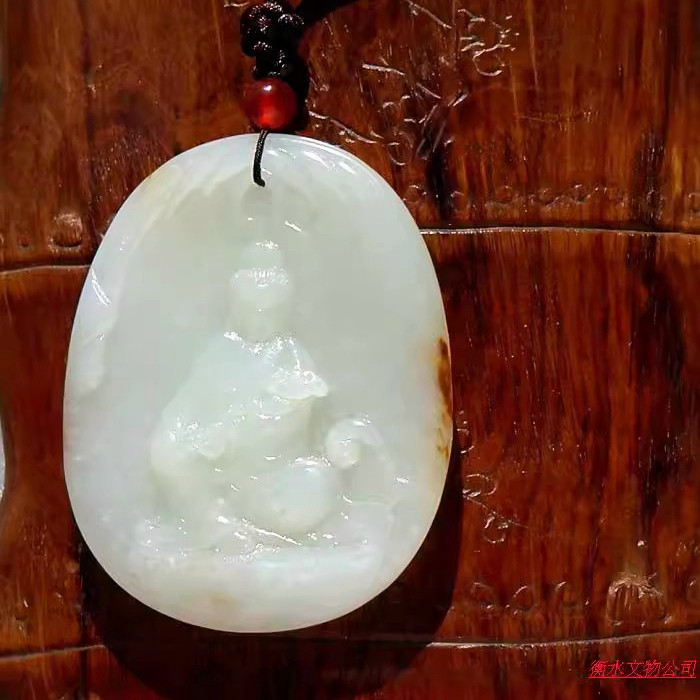 云=间4653天然新疆和田玉羊脂白玉籽料观音吊坠挂件牌子证书复检