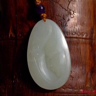 梳=云2496天然新疆和田玉羊脂玉籽料观音吊坠挂件手工雕刻带证书