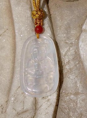 露=白0350天然A货缅甸老坑冰种翡翠观音吊坠挂件手工雕刻证书复检