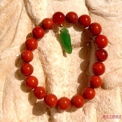 天然A货缅甸老坑翡翠南红珠手链
