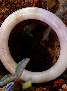 紫=帘1776清代天然A货缅甸老坑紫罗兰春带彩翡翠圆条玉手镯子53