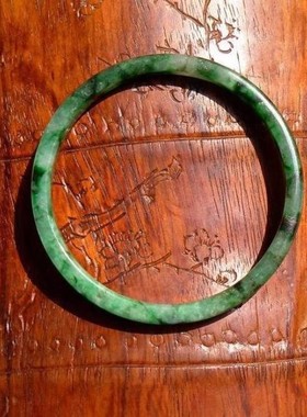 伴=柳7412清代天然缅甸A货老坑正阳绿翡翠方手镯子冰糯种带证书51