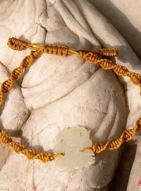 天然新疆和田玉白玉籽料哪吒手链