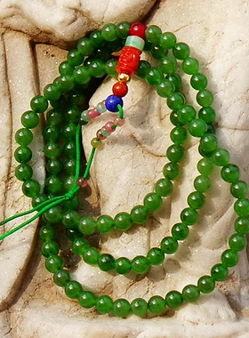 和田玉碧玉籽料珠纯金珠项链手链