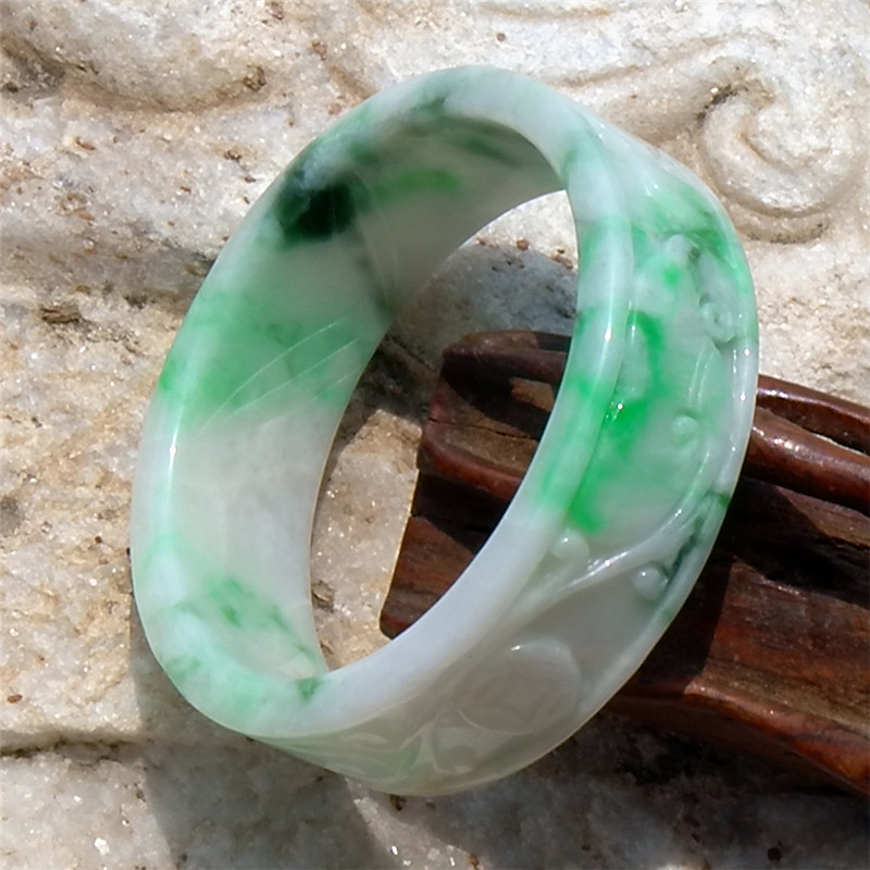 梅=诗0748天然A货缅甸老坑正阳绿翡翠如意雕花方手镯子证书51