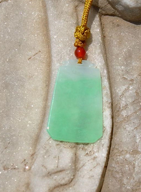 拂=面1739天然A货缅甸老坑翡翠平安无事牌子吊坠正阳绿冰糯种挂件