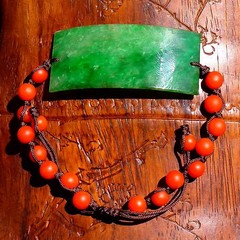 归=鸿1633天然缅甸A货老坑正阳绿翡翠手牌南红珠手链鉴定证书复检