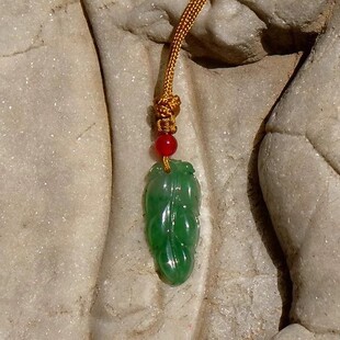 垂=杨9511天然A货缅甸老坑正阳绿翡翠树叶吊坠挂件手工雕刻带证书