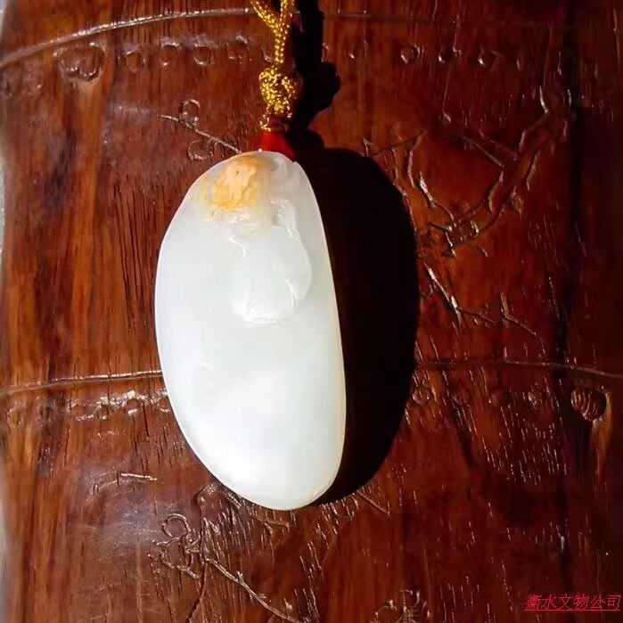 露=白0739天然新疆和田玉羊脂玉籽料蜘蛛知足吊坠挂件宝玉石证书