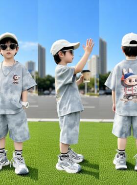 拉布男童夏装运动套装短袖新款夏季冰丝速干爆款小童帅气超萌男孩