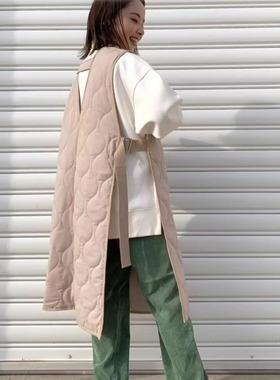 限时包邮！！CK1J01 日单贵牌  长款拉链绗缝夹棉宽松马甲背心