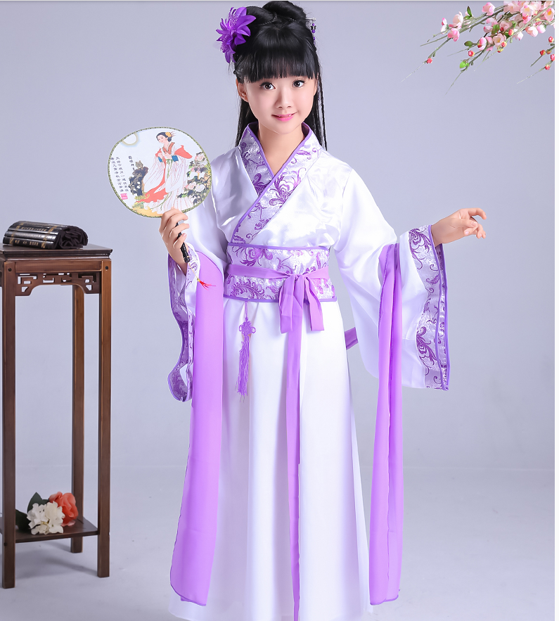 儿童古装唐装女童仙女演出服装表演服古代公主裙古筝影楼汉服拍照