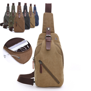 百搭男包运动休闲帆布男式 包包单肩斜挎包新款 背包男 胸包男款 男士
