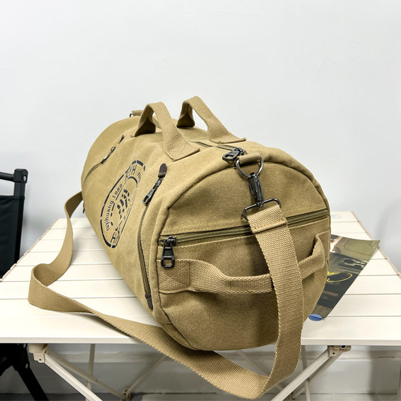 男士桶包帆布斜挎单肩包男款休闲出差旅行包双肩背包男运动健身包