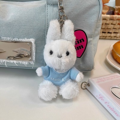 REOY STUDIO定制可爱毛绒白色兔子挂饰公仔爱心钥匙扣包挂件配饰