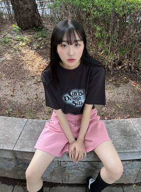 [REコンテナ] CAVISH TSHIRT-logo韩版夏日渐变白色字母纯棉短袖