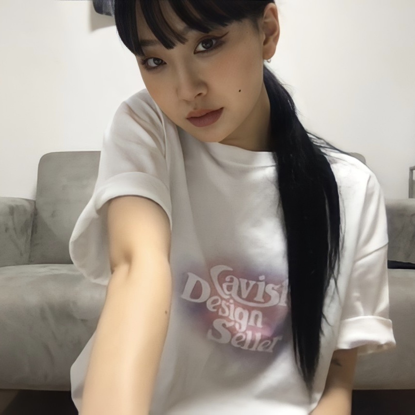 韩系cavish渐变粉紫短袖T恤