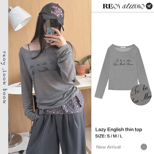 Stu 修身 叶叔华同款 女天丝防晒衫 上衣 松弛感灰色字母长袖 REOY