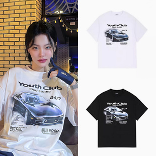 復(fù)古汽車圖案寬松休閑短袖 REコンテナ oddstudio美式 T恤ins風(fēng)