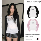 Stu 打底衫 韩版 拼色微透防晒长袖 ason字母印花撞色冰丝修身 REOY