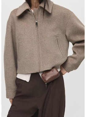 西班牙欧洲正品代购 MANGO 女士 短款羊毛混纺夹克  17055789