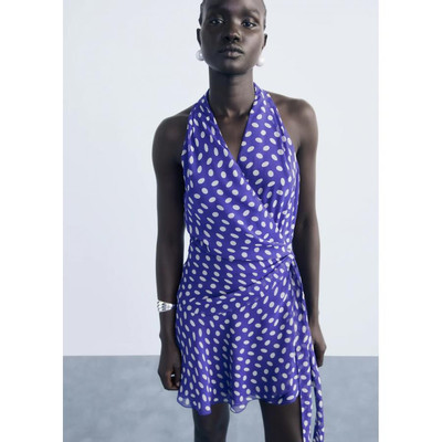 西班牙欧洲正品代购 MANGO 女士  包裹式圆点连衣裙 17044446