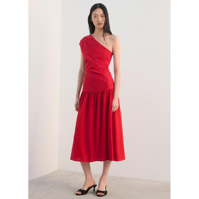 西班牙欧洲正品代购 MANGO 女士 不对称褶皱连衣裙  27022547