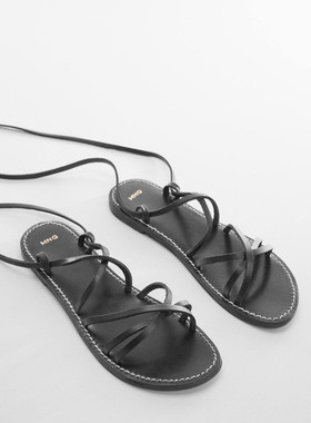 西班牙欧洲正品代购 MANGO 女士 系带皮革女士凉鞋 57010006