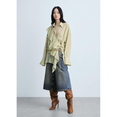 西班牙欧洲正品代购 MANGO 交叉闭合荷叶边衬衫  女士 77074794