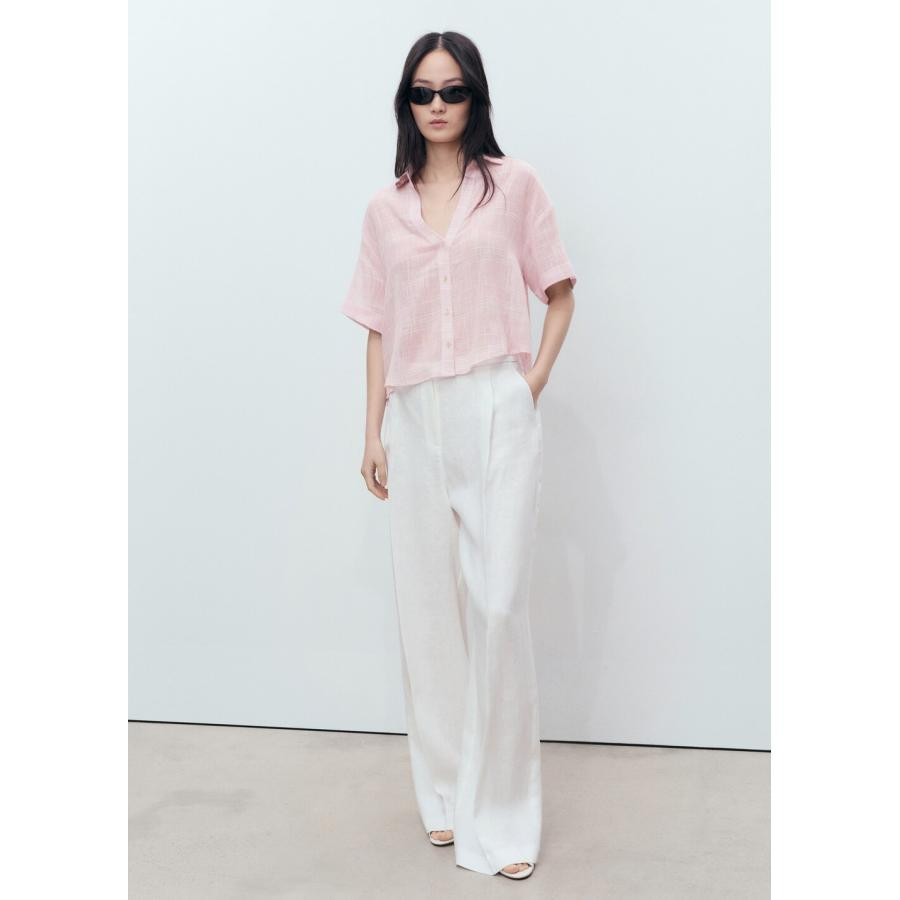 西班牙欧洲正品代购 MANGO 女士 半透明条纹衬衫  87158639