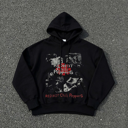 Red Hot Chili Peppers 红辣椒乐队双面印花美式复古圆领连帽卫衣