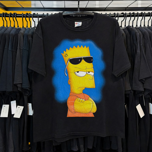 Bart Simpson巴特辛普森美式卡通vintage街头潮流短袖T恤男女直喷
