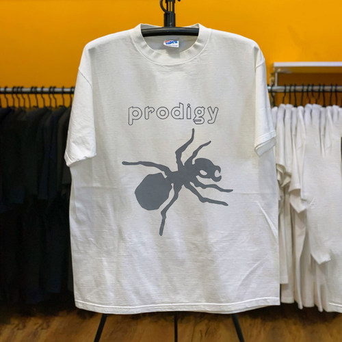 美式复古The Prodigy神童乐队电子工业朋克蚂蚁剪影印花棉短袖T恤