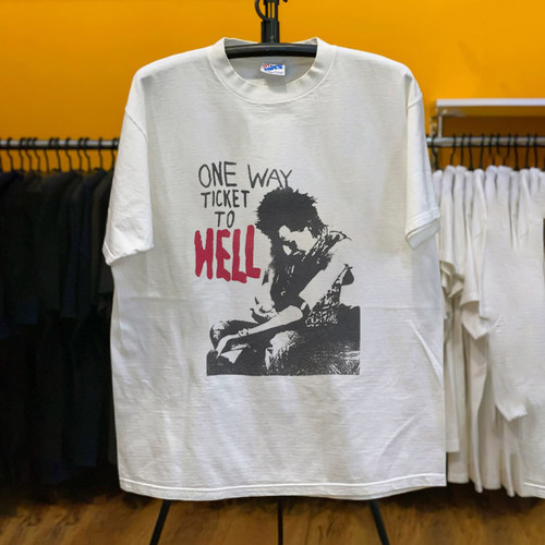 暗黑亚文化ONE WAY TICKET TO HELL古着感街头百搭纯棉短袖T恤tee