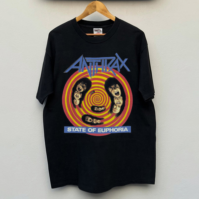 Anthrax摇滚乐队直喷短袖T恤男宽松圆领美式vintage复古高街半袖